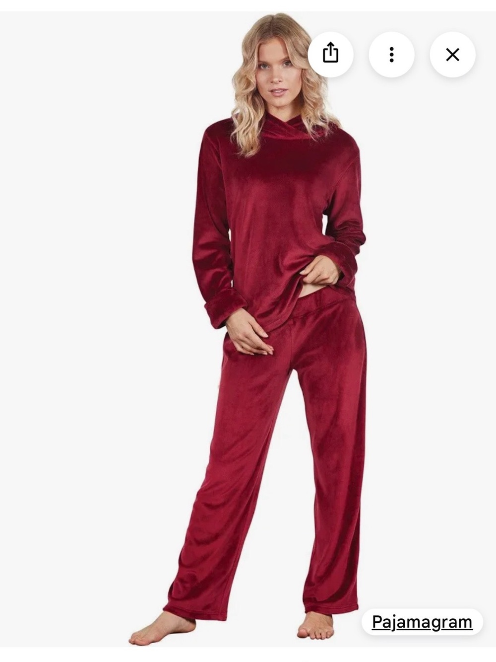 NWT Tempting Touch Pajamas by PajamaGram deep red micro velvet hoodie set size S